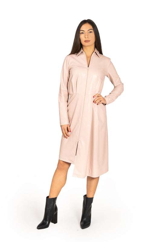 Abito donna asimmetrico in ecopelle