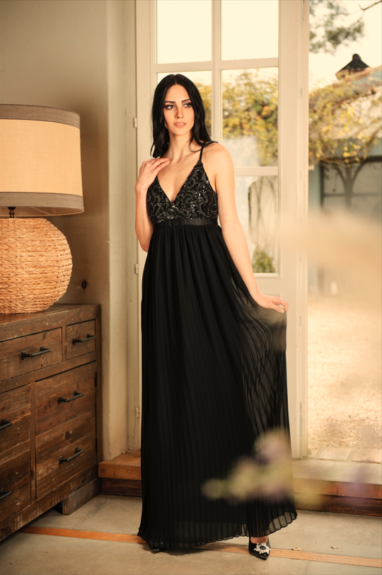 Abito lungo donna con paillettes