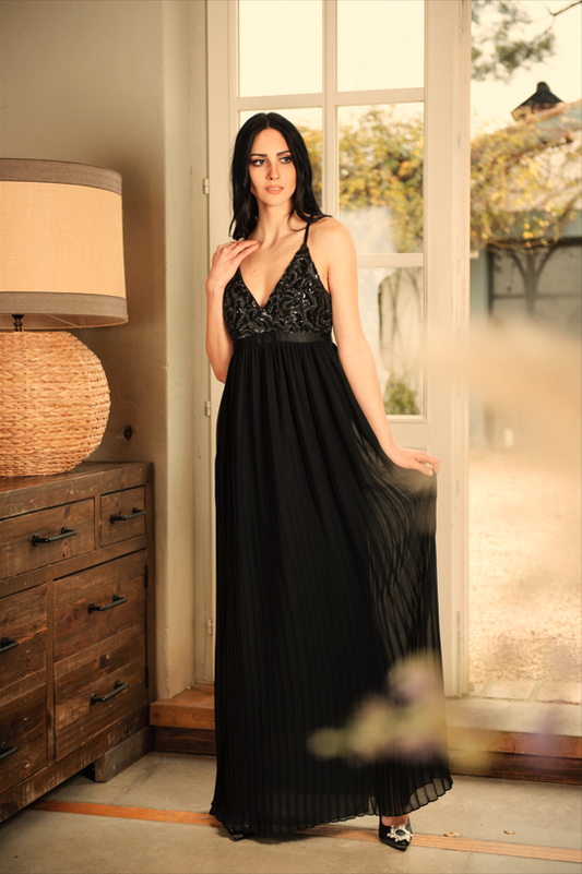 Abito lungo donna con paillettes