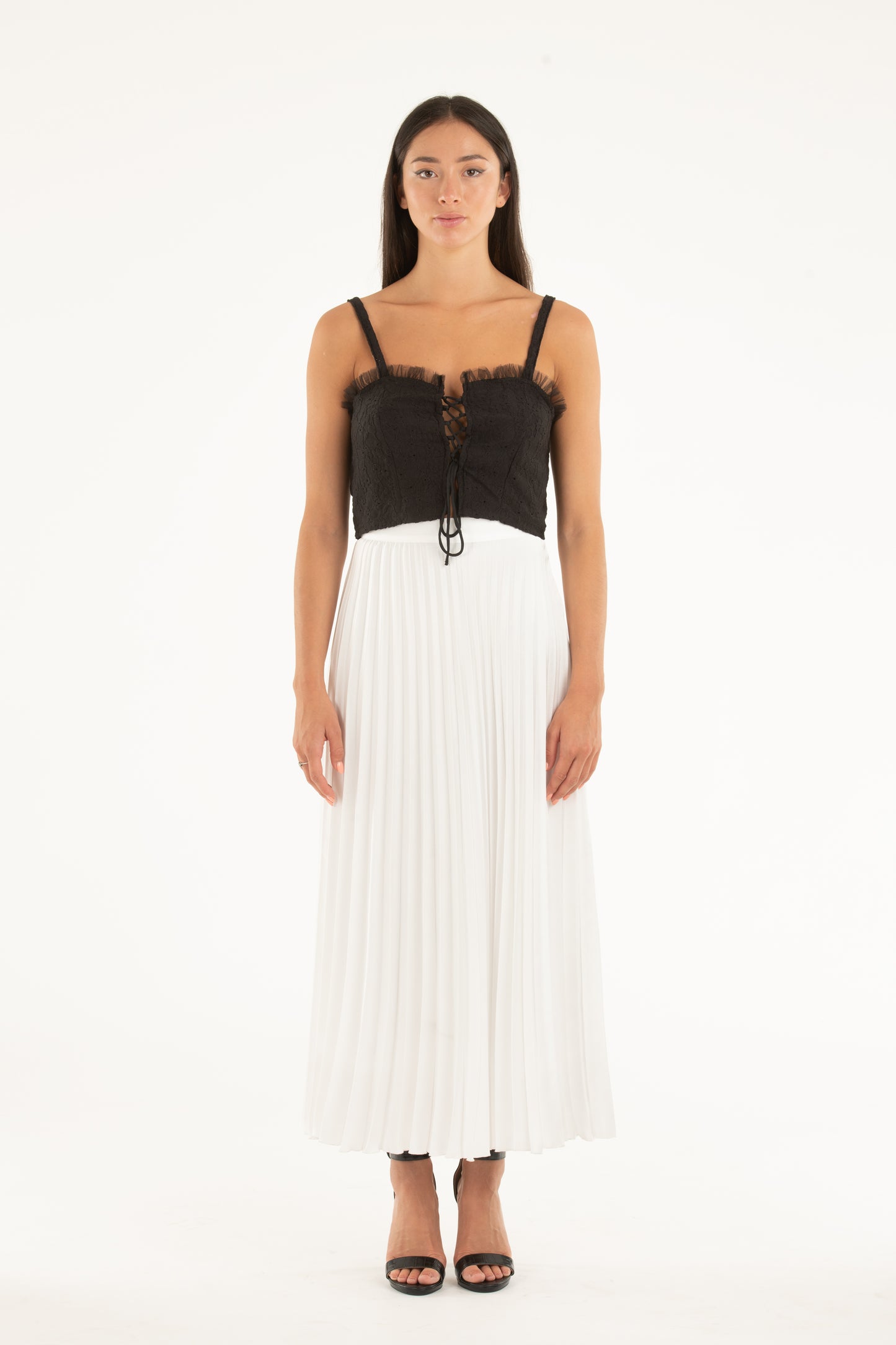 Top bustier in cotone e tulle