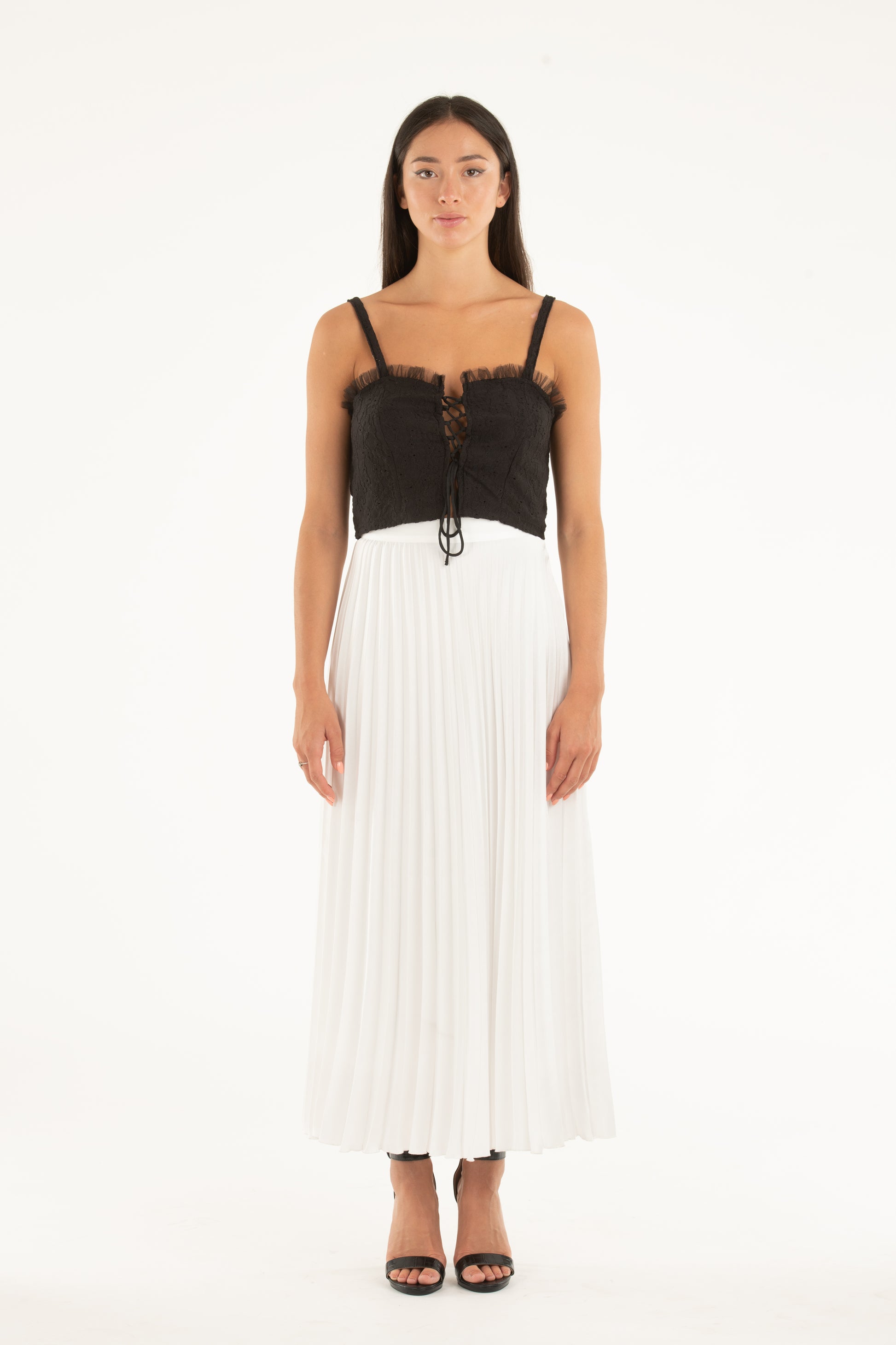 Top bustier in cotone e tulle