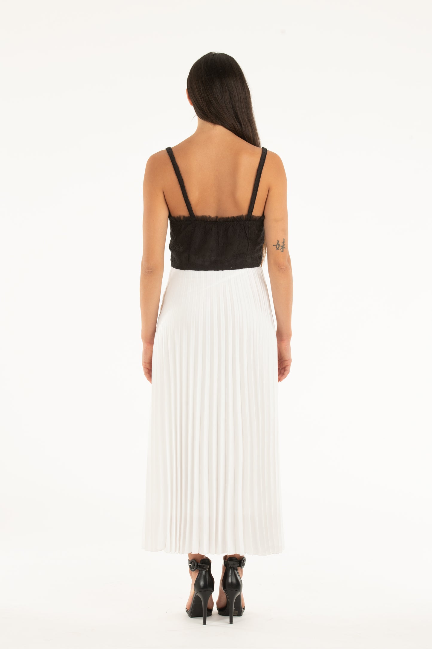 Top bustier in cotone e tulle