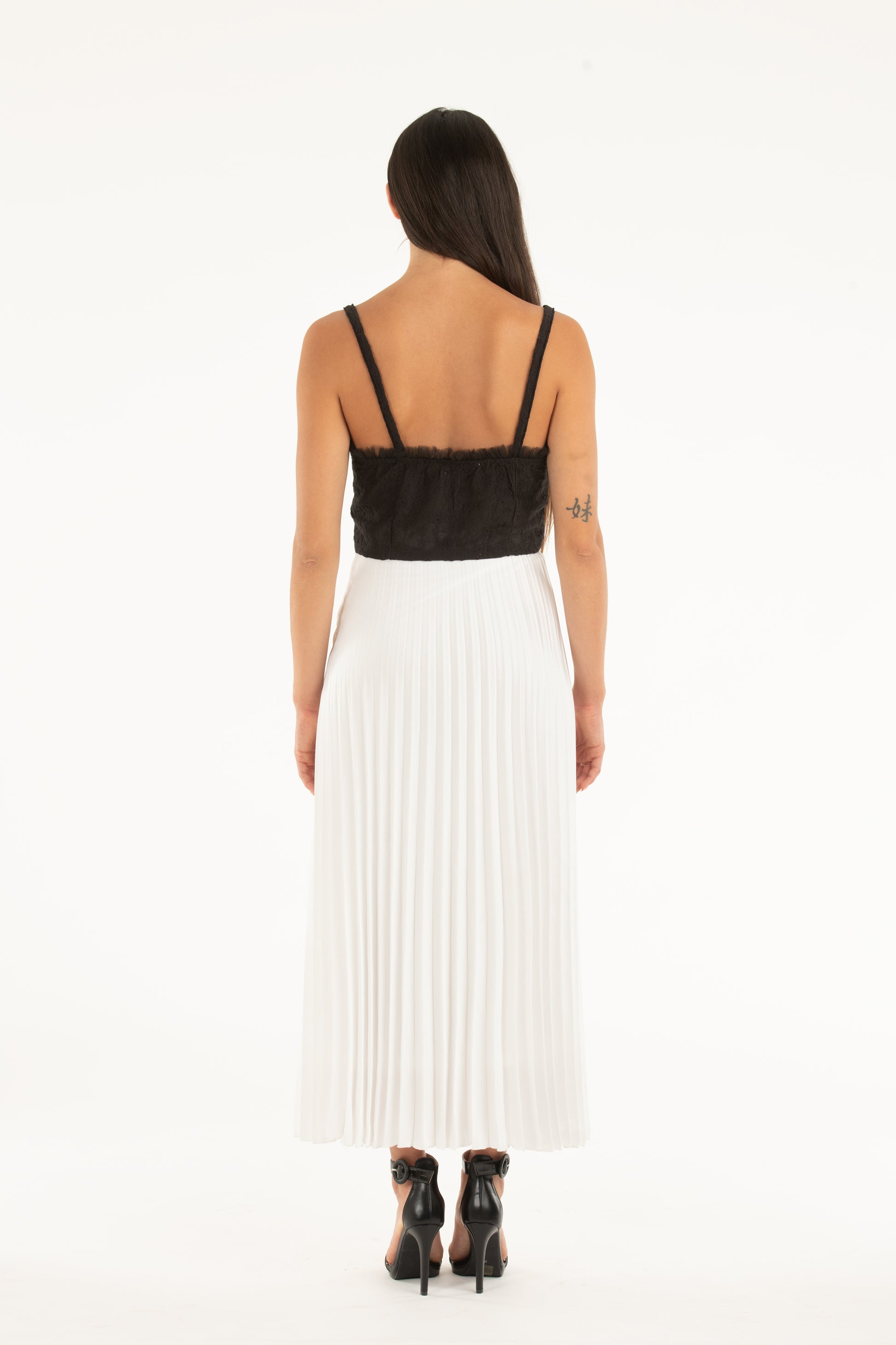 Top bustier in cotone e tulle