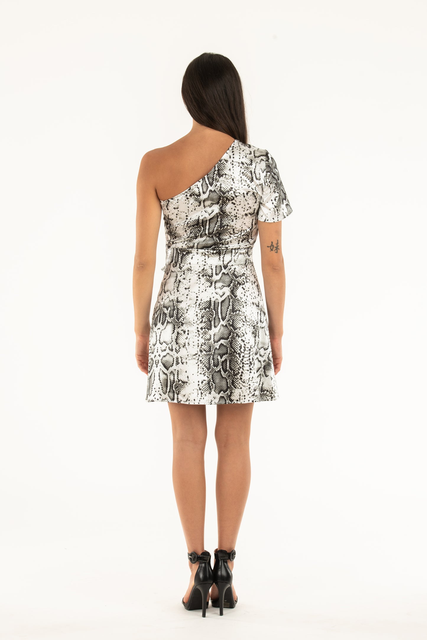 Abito donna monospalla animalier