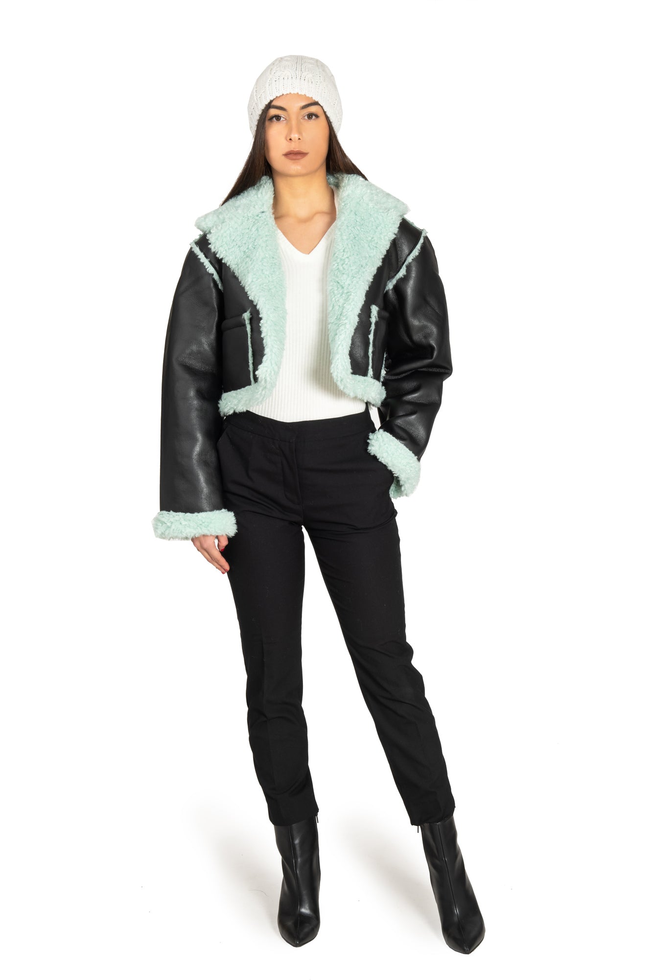 Giacca montone donna bicolore