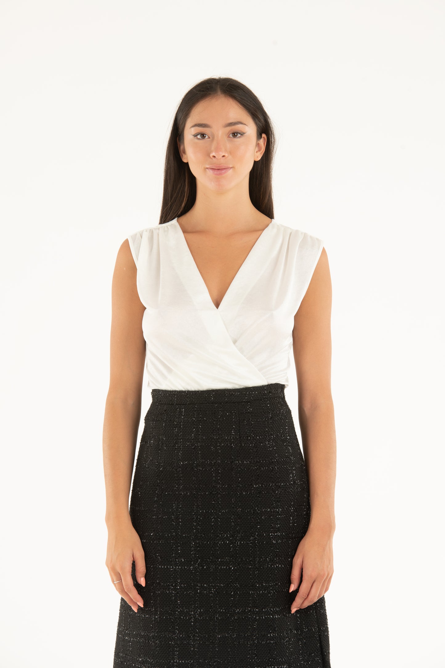 Top in Seta e Viscosa con scollo a V