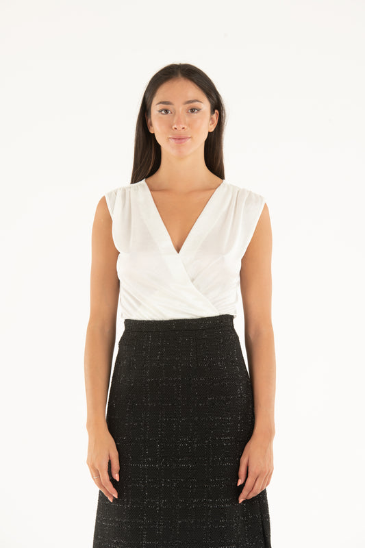 Top in Seta e Viscosa con scollo a V